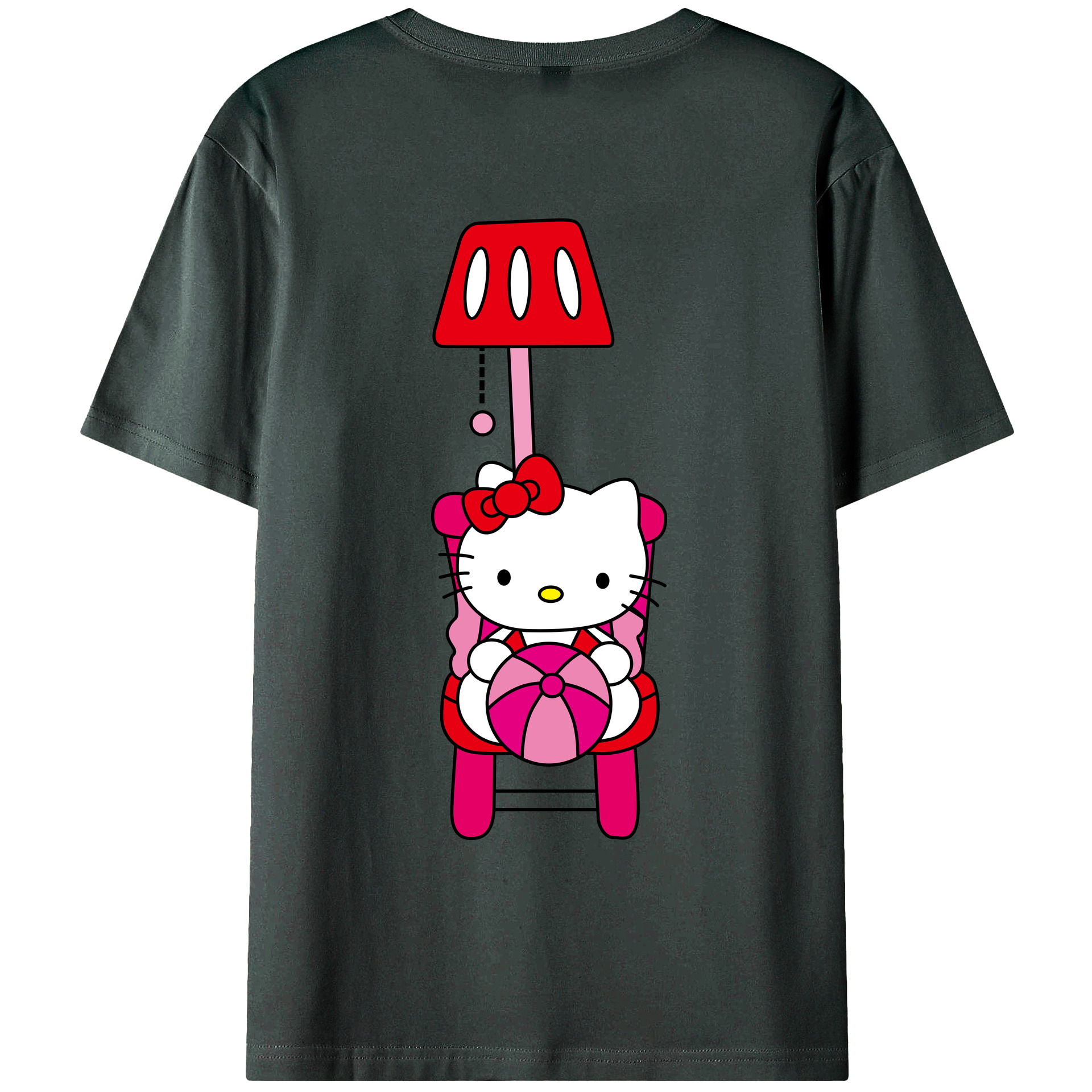 （画像用） Hello Kitty ハローキティ 綿100％ メンズ半袖Tシャツ（バックプリント） 通気性